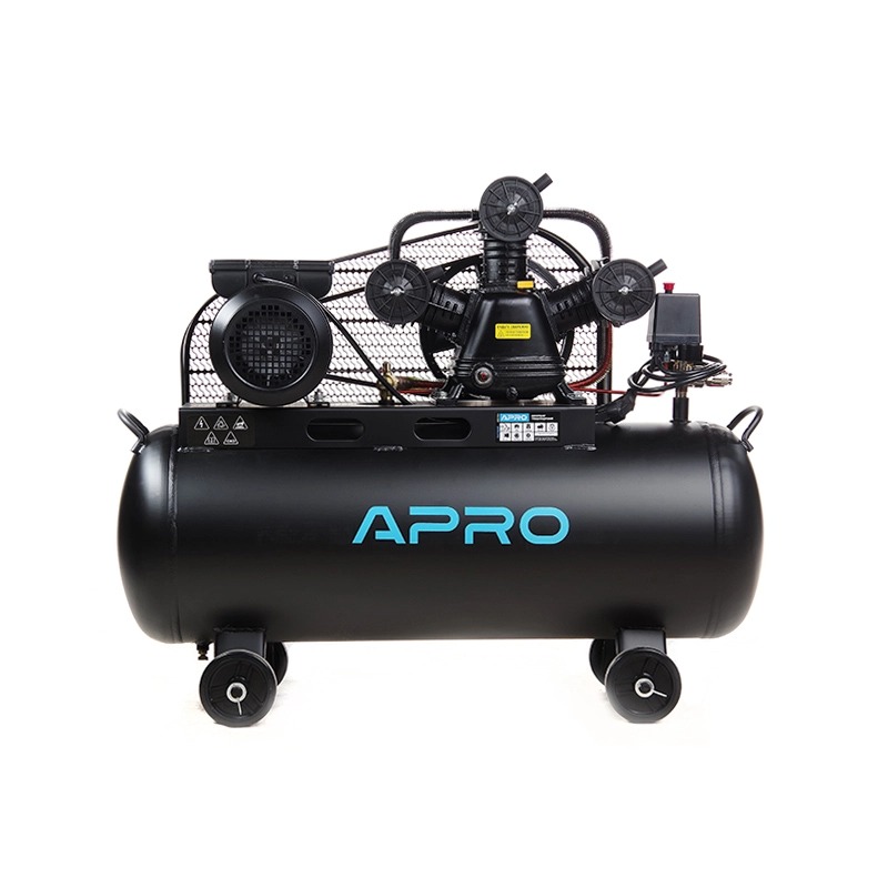 Компрессор APRO OFBD-100 100 л, 3.0кВт, 8 бар, 530л/мин, 2 крана, трёхцилиндровый, ременной + масло 0,8 л