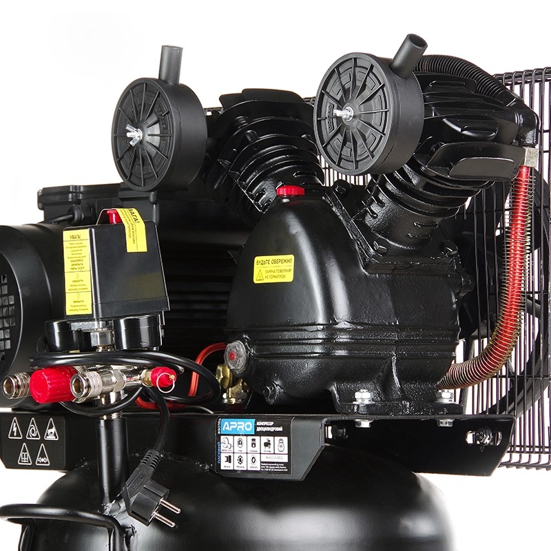 Компрессор APRO OFBD-100V 100 л, 2.2кВт, 8 бар, 402л/мин, 2 крана, двухцилиндровый, ременной + масло 0,5 л