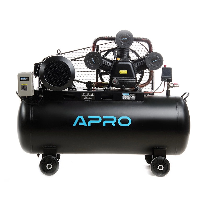 Компрессор APRO OFBD-200X 200 л, 7.5кВт, 8 бар, 1050л/мин, 2 крана, трёхцилиндровый, ременной + масло 1л