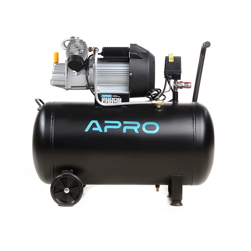 Компрессор APRO OFD-100MX 100 л, 2.8кВт, 8 бар, 430л/мин, 2 крана, двухцилиндровый + масло 0,2 л