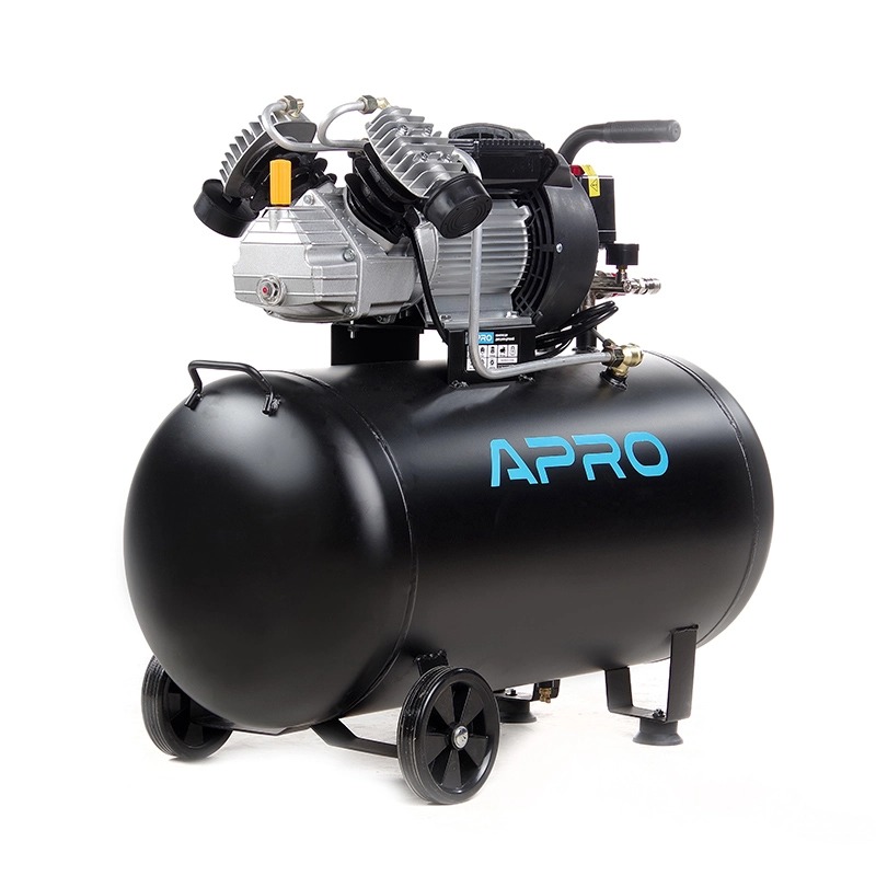 Компрессор APRO OFD-100MX 100 л, 2.8кВт, 8 бар, 430л/мин, 2 крана, двухцилиндровый + масло 0,2 л