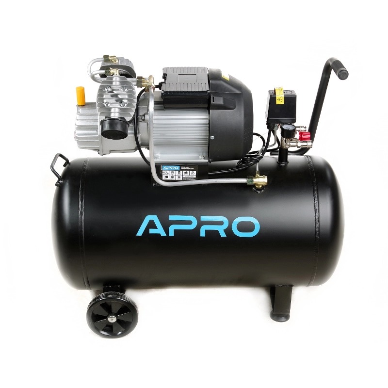 Компрессор APRO OFD-100MX 100 л, 2.8кВт, 8 бар, 430л/мин, 2 крана, двухцилиндровый + масло 0,2 л