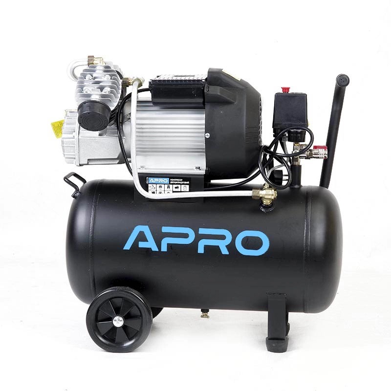 Компресор APRO OFD-50MX 50 л, 2.2кВт, 8 бар, 416л/хв, 2 крана, двоциліндровий + олія 0,2 л