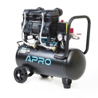 Компресор APRO OFE-24 24 л, 1.5 кВт, 8 бар, 240л/хв, кран + штуцер, двоциліндровий