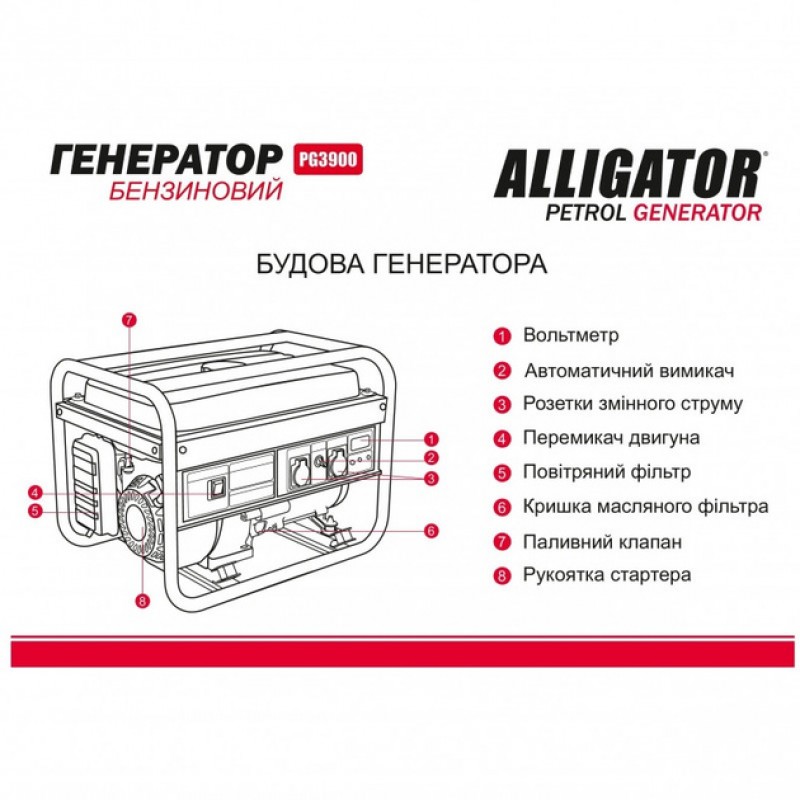 Бензиновый генератор Alligator PG3900