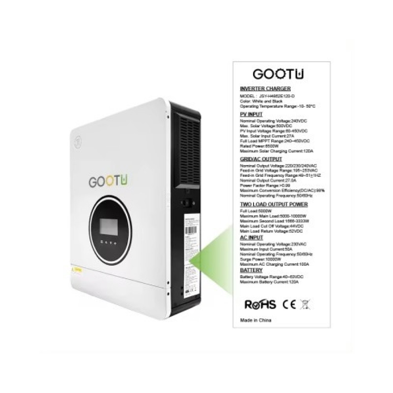Гибридный солнечный инвертор GOOTU 6200W 48В 6.2 кВт